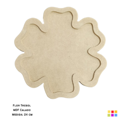 Soporte Madera - Flor Trébol 24 cm.