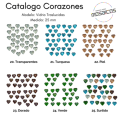 Corazones De Vidrio Traslucidos 25 Mm X 100gs - Gemas -