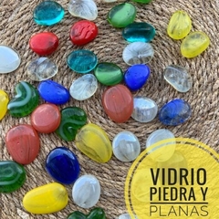 Gemones De Vidrio Colores Surtidos 30-40 Mm X 340 Gs.19u. Modelo Plano