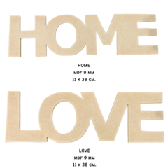 Palabra LOVE / HOME MDF Madera. Para interior. Espesor 9 mm. - comprar online