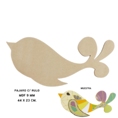Pajaro Con Rulo Mdf Madera 9 mm Espesor.