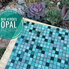 Venecitas Especiales 1,5 x 1,5 cm. Mix Verdes opal y Gris STK029