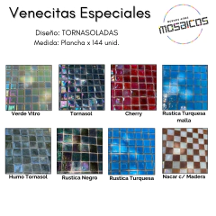 Venecitas Especiales: Tornasoladas x 144 unid