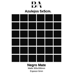 Azulejo 5x5cm: Negro Mate malla. Cod. 4860 - Buenos Aires Mosaicos