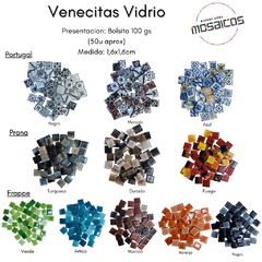 Venecitas Vidrio 1,6 x 1,6 cm x 100 gs- Todos los modelos -