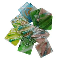 Vitro Fusion C/ Burbuja: Cuadrado 50 x 50 mm. Pack x 4 unidades. -Vidrio-