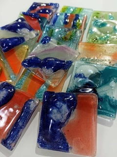 Vitro Fusion C/ Burbuja: Cuadrado 50 x 50 mm. Pack x 4 unidades. -Vidrio- - Buenos Aires Mosaicos