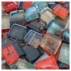 Venecitas Vidrio 1,6 x 1,6 cm x 100 gs- Prana Fuego - 3 mm de Espesor en internet