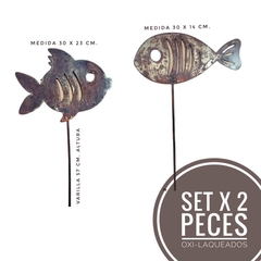 Tutor Oxidado - Laqueado: Set 2 Peces Tutores Grandes