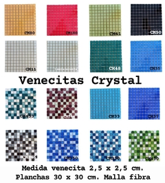 Venecitas Crystal Mix Bco-Gris-Ngo Vidrio 2,5 x 2,5 cm. Planchas de 30 x 30 cm. CM246 - comprar online