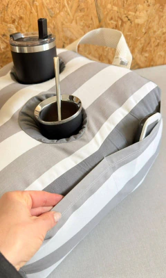 ALMOHADON MATERO RAYADO GRIS - comprar online