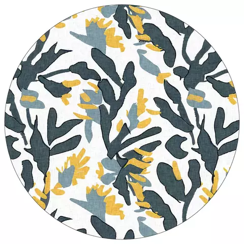 INDIVIDUAL CIRCULAR FLORES AZULES Y AMARILLAS - comprar online