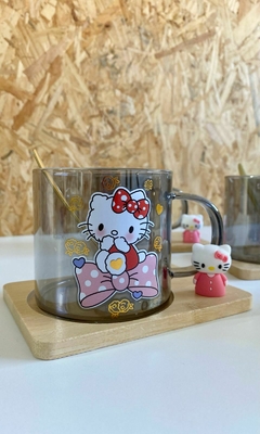 TAZA VIDRIO COLOR KITTY - Ayquelindo