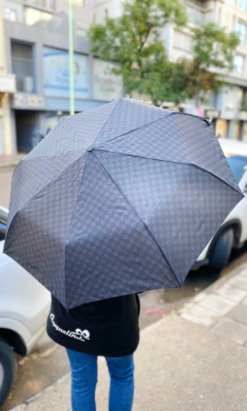 PARAGUAS MINI CUADROS GRIS - comprar online