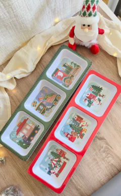 BANDEJA NAVIDEÑA DE MELAMINA C/3 DIVISIONES