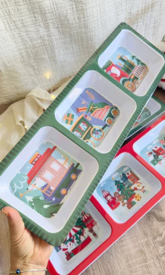 BANDEJA NAVIDEÑA DE MELAMINA C/3 DIVISIONES en internet