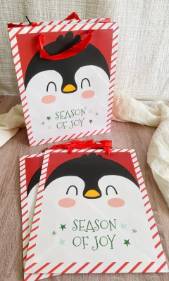 BOLSA NAVIDEÑA PARA REGALO - PINGUINO - comprar online