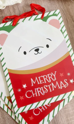 BOLSA NAVIDEÑA PARA REGALO - OSITO - Ayquelindo