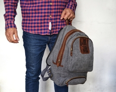 Mochila Lona y cuero - tienda online