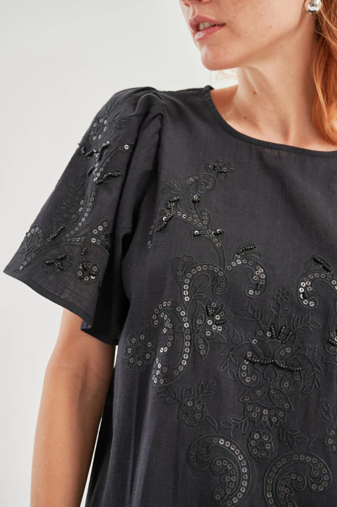 BLUSA IMPERIO CON LENTEJUELAS - comprar online