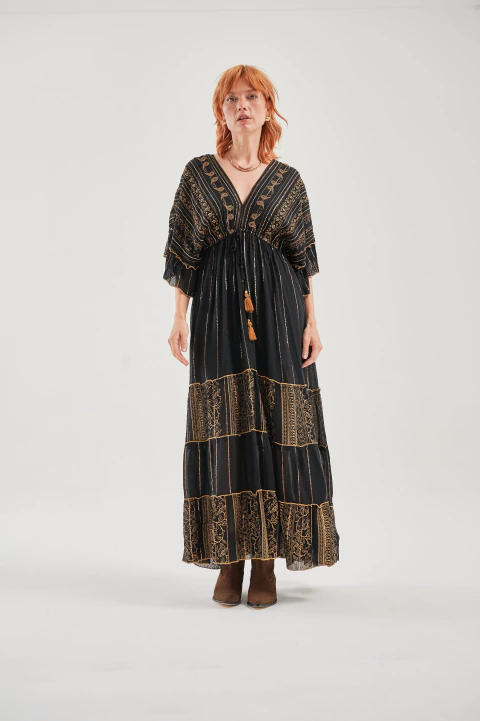 MAXI VESTIDO LARGO MUMBAI MANGA KIMONO - comprar online