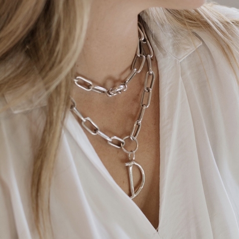 Colgante Inicial con cadena doble - plata 925