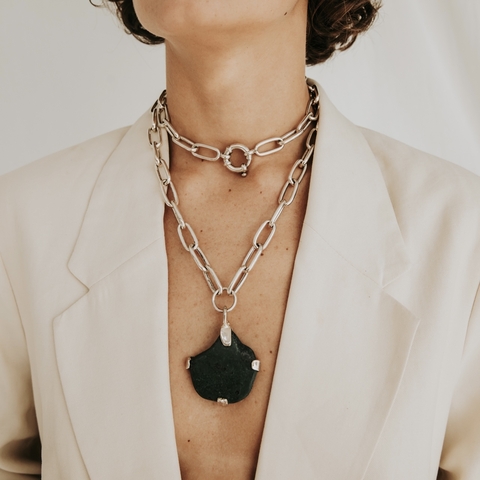 Collar Malaquita Plata 925