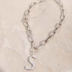 Imagen de Colgante Cadena ancha con Inicial - plata 925