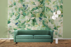 Mural Magnolias Mint - Florencia Carlés géneros y papeles únicos