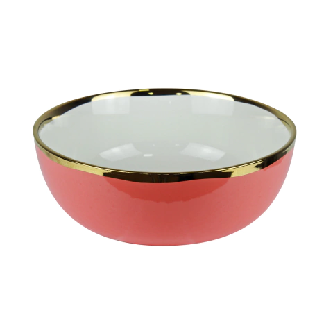 Bowl Summer Rosa Com Borda Dourada 18,5x7,5cm We Make