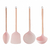 Kit Utensílios De Cozinha De Nylon Rosa Com Cabo De Aço Inox Rose Lyor