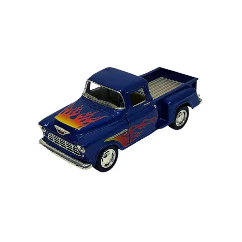 Miniatura Colecionável Chevy 3100 Stepside Pick Up 1955 Azul Flame 1 32 Kinsmart
