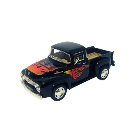Miniatura Colecionável Ford F-100 Pick-Up 1956 Preto Flame 1/38 Kinsmart