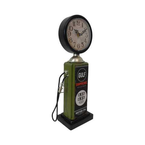 Relógio De Mesa Bomba Gasolina Gulf Supreme Verde Verito
