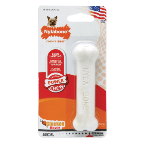 Hueso Nylabone Dura Power Chew Super Resistente Sabor a Pollo S