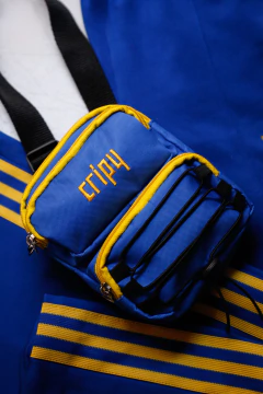 Mini Bag Cripy Azul y oro - comprar online