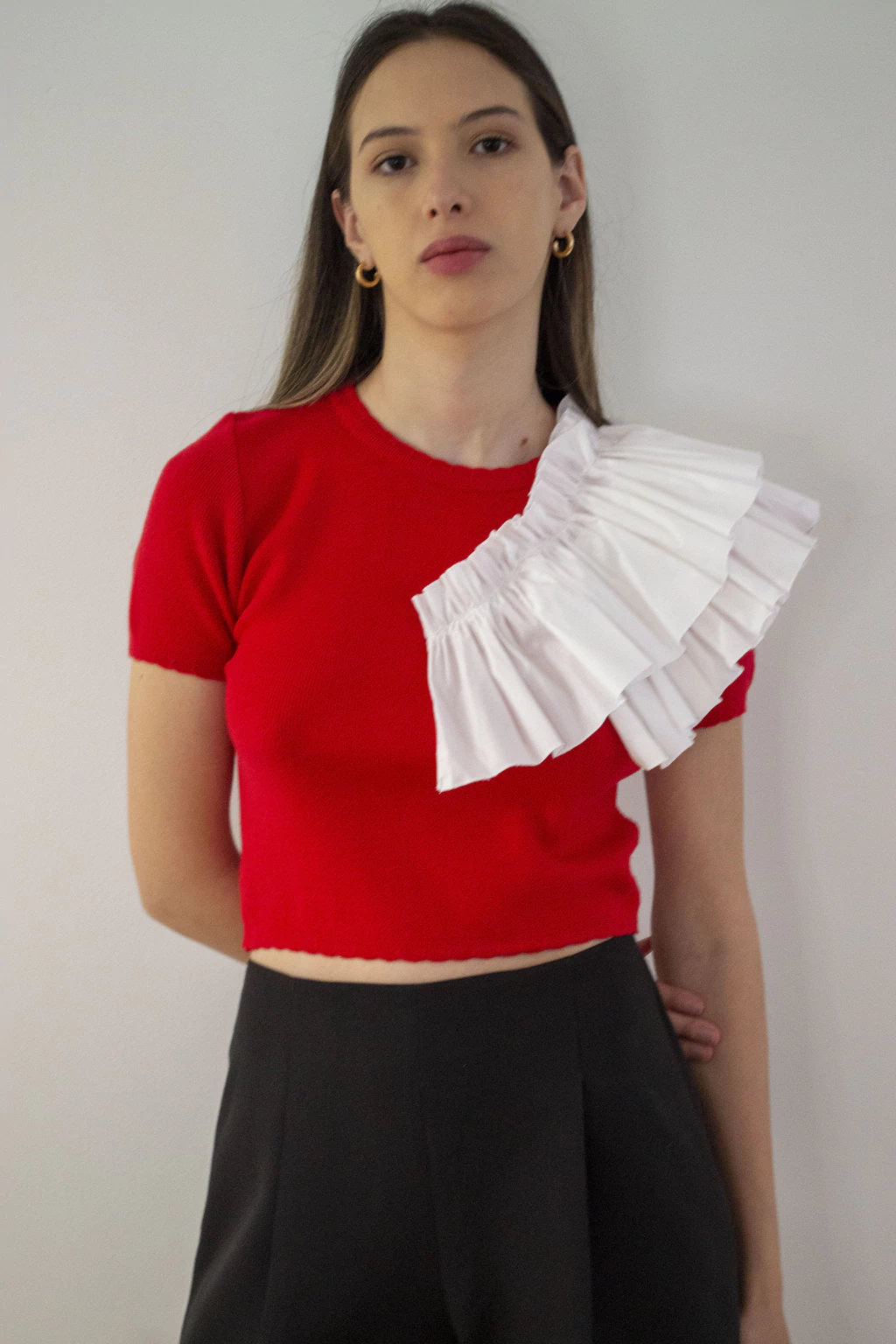 TOP CAMELIA - ROJO CON BLANCO