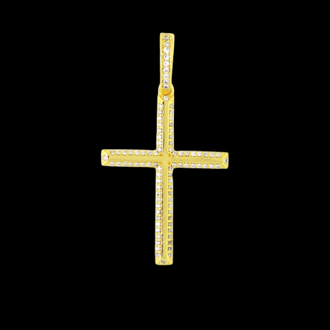 Pingente Cruz Fina Cravejada - 4,0 cm