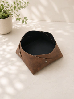 Cesto folha couro sintetico 14cm