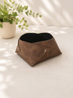 Cesto folha couro sintetico 14cm
