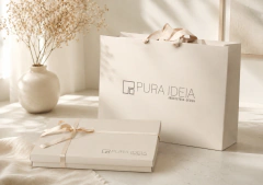 Caixa A4 para Projeto com Sacola Off White Personalizada