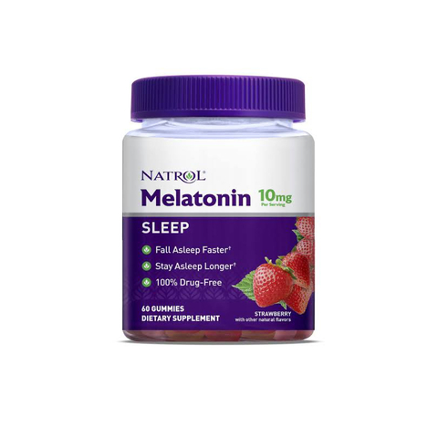 Natrol Melatonin 10mg, Suplemento Dietético para Sono Repousado, 60 Gomas com Sabor de Morango