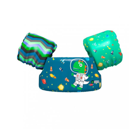 Boia Infantil Colete Dinossauro Espacial Especial Azul E Verde Sea Float