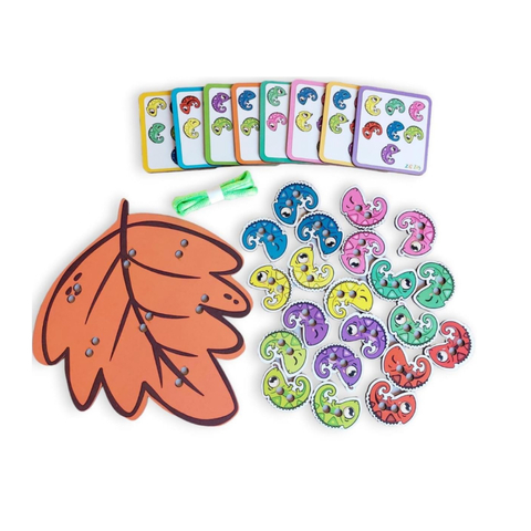 Brinquedo Pedagógico Alinhavo Camaleão Madeira Primeiros Laços Brincadeira de Criança