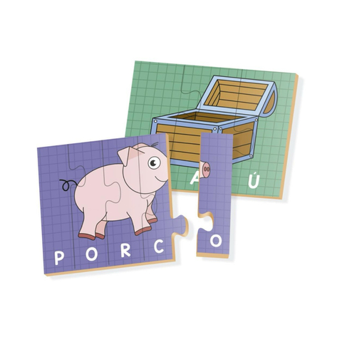 Quebra-cabeca Madeira Vamos Soletrar 48pcs