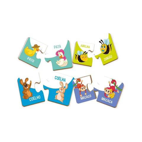 Quebra-cabeca Madeira Cade Meu Par? Bichos 18pcs