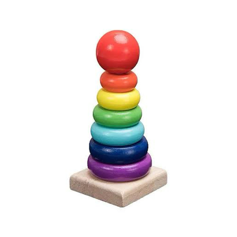 Brinquedo Educativo Pirâmide Madeira 7 Peças - Toy Mix