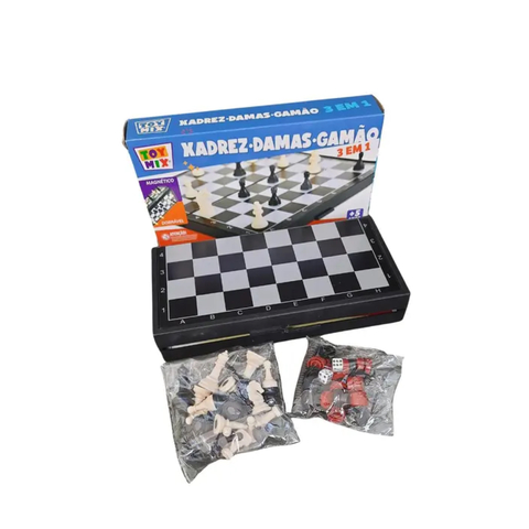 Jogo Xadrez Damas e Gamão Magnético - Toy Mix
