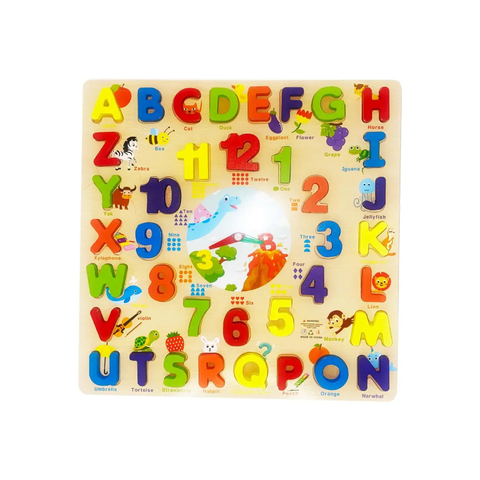 Brinquedo De Encaixe Relogio Alfanumérico Em Madeira