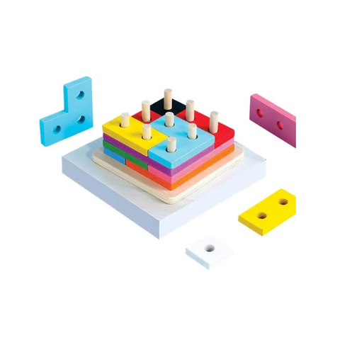 BRINQUEDO PEDAGOGICO MADEIRA ENCAIXE FORMAS/CORES TETRIS UNIDADE 336.45.99 - TOY MIX
